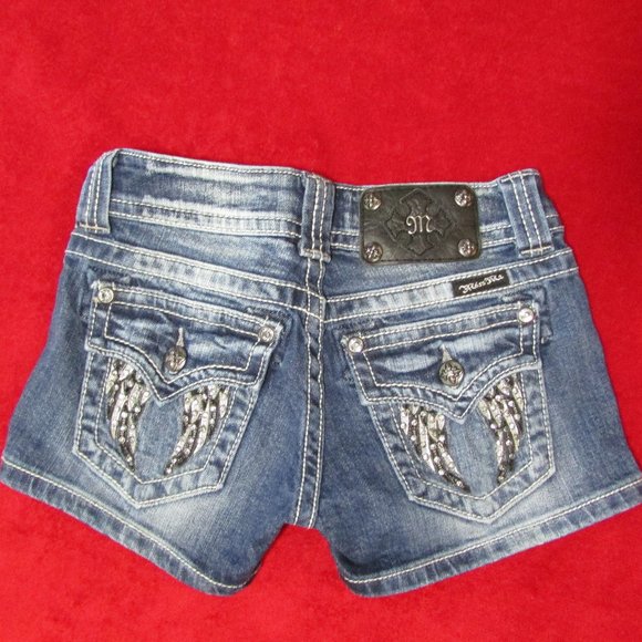 Miss Me Pants - Miss Me Embellished Angel Wing Jean Shorts